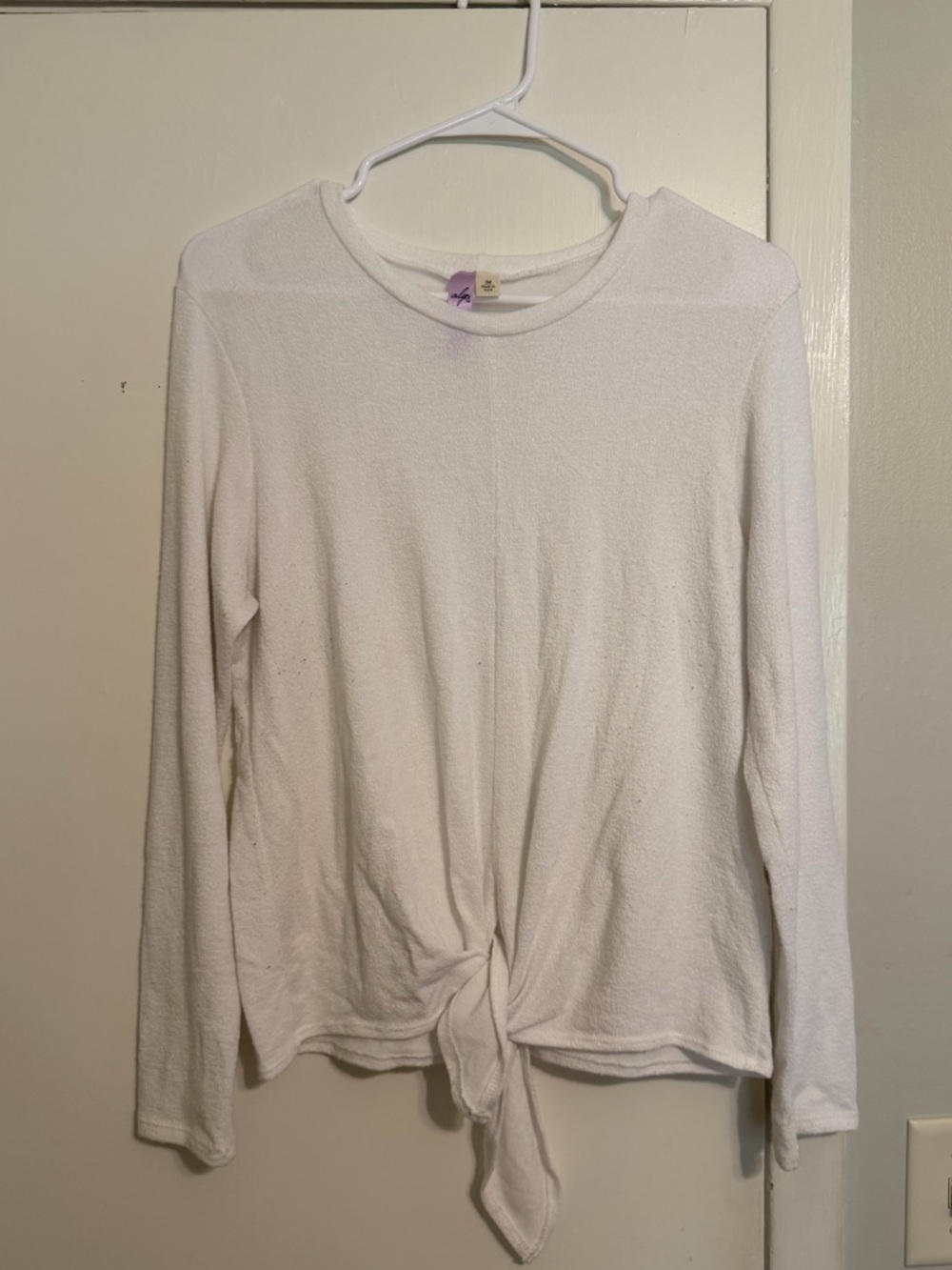 Women's White Tie-Front Top